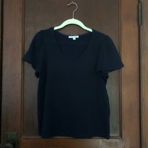 Navy and black waffle knit top